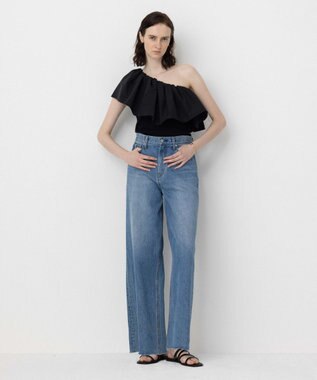 NAVE 【Nave・洗える/撥水/ストレッチ素材】ライトタフタ ワンショルダーブラウス ブラック系