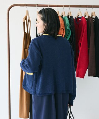 CRAFT STANDARD BOUTIQUE キナリノコラボ/洗える配色モールニットカーディガン/24AW Navy