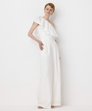 NAVE 【Nave・洗える/撥水/ストレッチ素材】ライトタフタ ワンショルダーブラウス ホワイト系