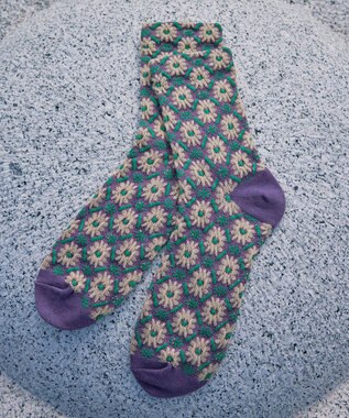 Tiaclasse 花柄ジャガード編みソックス パープル