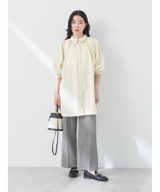 earth music&ecology パフスリーブチュニックブラウス Light Yellow