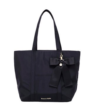 Maison de FLEUR リボンチャーム付きマルチポケットトートバッグ Navy