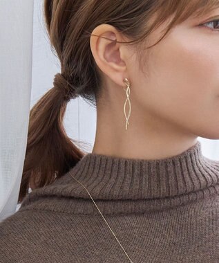 Phoebe 【痛くないシリーズ/金属アレルギー対応】スウィングクリスタルループフィットイヤリング　ゴールド ゴールド