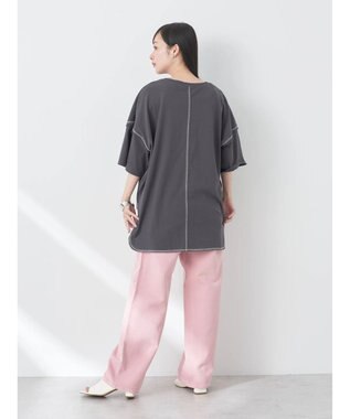 earth music&ecology 配色ステッチチュニックＴ Charcoal Gray