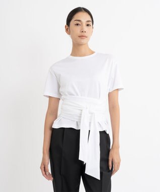 23区 L 【エステータ】スーピマシングルジャージー サッシュデザイン カットソー ホワイト系