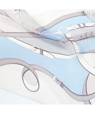 Marca ＜洗えるシルク＞【Marcaオリジナル】フローイングベルト剣先 ウォッシャブル シルクローン 剣先ストール ベージュ×ブルー