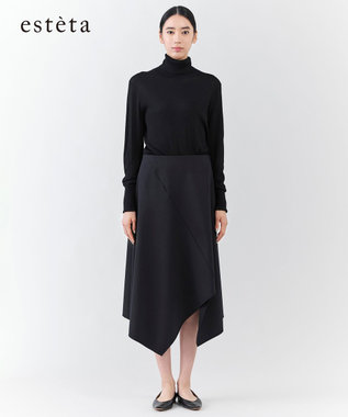 23区 【エステータ】ライトダブルクロス スカート ブラック