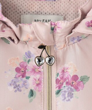 ANY KIDS フード取り外し 総柄 ブルゾン ピンク系花柄