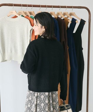 CRAFT STANDARD BOUTIQUE キナリノコラボ/洗える配色モールニットカーディガン/24AW Black