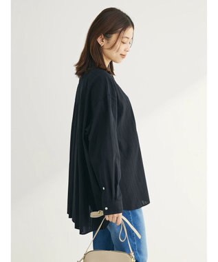 Green Parks カラミバンドカラーシャツ Black