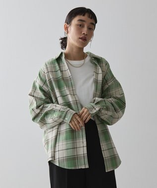 AMERICAN HOLIC スラブチェックＢＩＧシャツ Green
