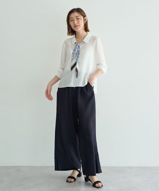 YECCA VECCA 【セットアップ対応】ストライプ柄ワイドパンツ Brown