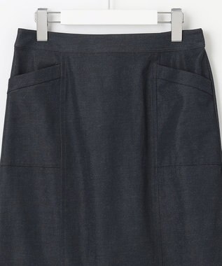 J.PRESS LADIES 【洗える・吸水速乾】コットン麻シェルドライ ナロー スカート ネイビー系