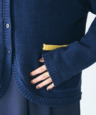 CRAFT STANDARD BOUTIQUE キナリノコラボ/洗える配色モールニットカーディガン/24AW Navy