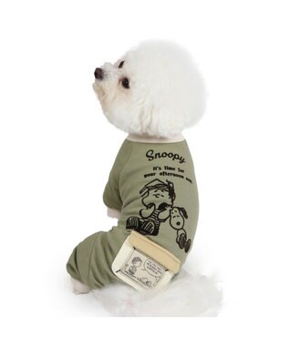 PET PARADISE スヌーピー プレミアムペティヒート ねむ ロンパース 小型犬 カーキ
