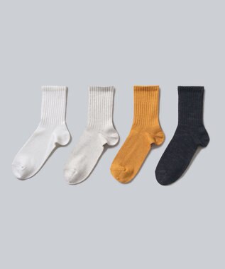WHITE MAILS PAPER WIDE RIB CREW SOCKS ソックス オフホワイト