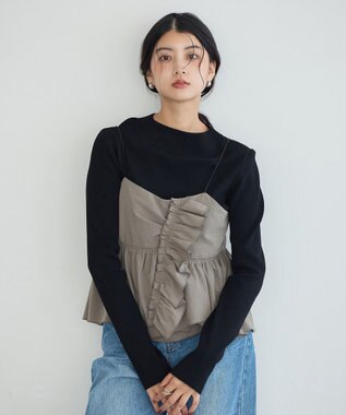 YECCA VECCA 【2点SET】ラッフルキャミセット長袖ニット