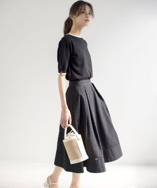 組曲 L エンブロイダリーレース スカート ブラック系