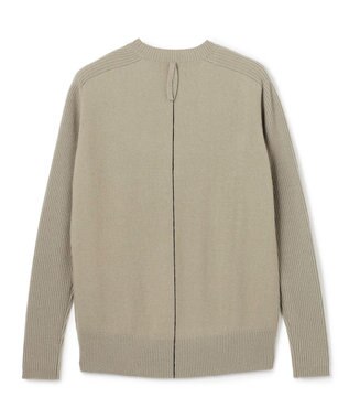 BEIGE， 【洗える】POMPE / ウールカシミヤ配色ラインクルーネックニット L.Khaki×Black