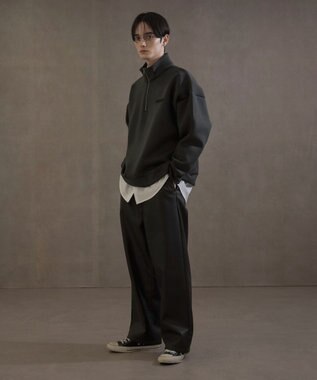 WEGO KEEPWARM　BIGハーフZIPプルオーバー ブラック中濃色