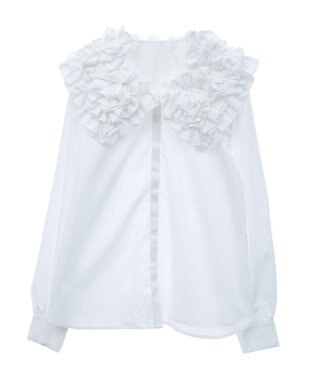 Green Parks フリルビッグカラーブラウス Off White