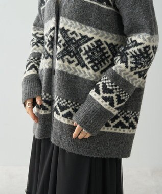 AMERICAN HOLIC ノルディック柄Ｖネックニットカーディガン Gray Mixture