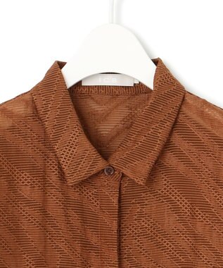 ICB L 【洗える】ゼブラシアーJQ クロップドシャツ マットブラウン系