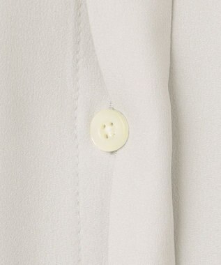 J.PRESS LADIES L 【洗える】ヌーディスバックサテン フリル襟 ブラウス ライトグレー系