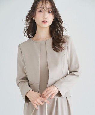 ANY SIS L 【UVカット / 接触冷感 / 吸水速乾】スマートビューティストレッチ ショートノーカラージャケット 【WEB・一部店舗限定】グレージュ