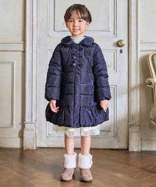 ANY KIDS 【フード取り外し/洗濯機可能】Aラインコート ネイビー