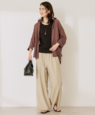 AMERICAN HOLIC シアーボイルレギュラー7分袖シャツ Chocolat