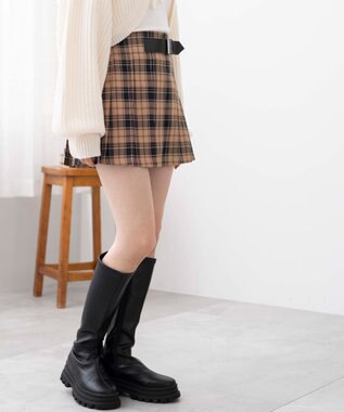 WEGO 【SCHOOL ITEM】バックル付プリーツスカパン ベージュチェック1