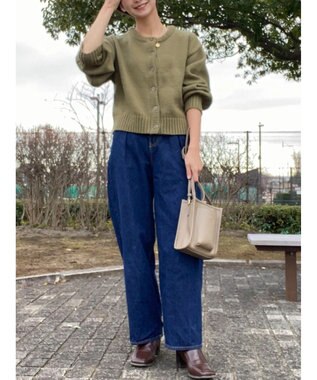 Green Parks クルーネックカーディガン Khaki