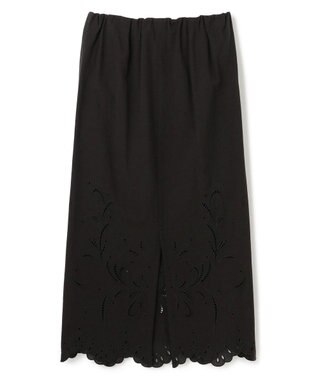 BEIGE， 【洗える】GALLERIA / コットンエンブロイダリーIラインスカート Black