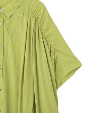 YECCA VECCA 【ドライタッチ】シアーバックギャザーシャツ Lime Green