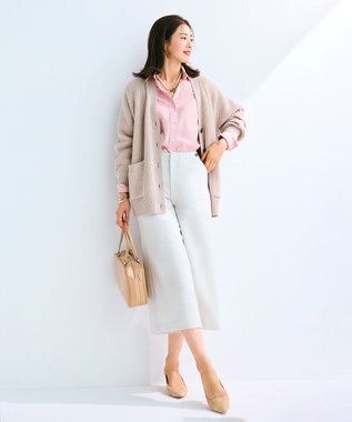 J.PRESS LADIES L 【WEB限定カラーあり・洗える】ツムギート flannel ワイド クロップド パンツ アイボリー系