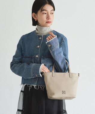 russet レザー2WAYミニトートバッグ(CE-1664) GrayBeige