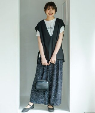 ANY L 【洗濯機可/接触冷感/UVカット】Ｖネックチュニック ブラック