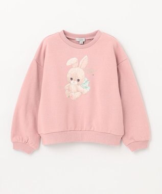 ANY KIDS アニマルプリントトレーナー ピンク×ウサギ