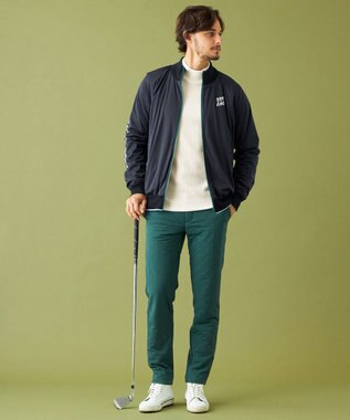 23区GOLF 冬の定番トップス【MEN】【吸湿発熱】グランサーモワッフル モックネックシャツ ホワイト系