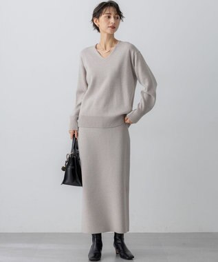 23区 【VERY掲載/洗える】カシミヤブレンド Iライン ニットスカート ベージュ系