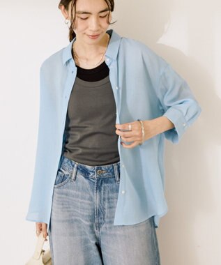 AMERICAN HOLIC シアーボイルレギュラー7分袖シャツ Light Blue