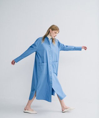 uncrave コットンクロスプレーン シャツワンピース サックス