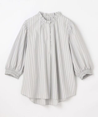 ANY L 【接触冷感/UVカット/抗菌防臭/速乾】エニイファンクション シャーリングブラウス ブルーストライプ