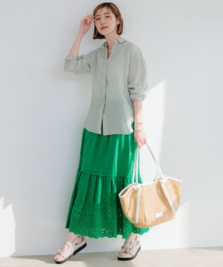 23区 【Oggi8月号掲載/洗える】LIBECO ベーシック シャツ メロンストライプ