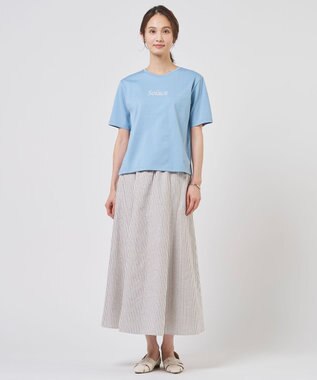 J.PRESS LADIES S 刺繍ロゴ Tシャツ サックスブルー系
