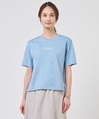 J.PRESS LADIES S 刺繍ロゴ Tシャツ サックスブルー系