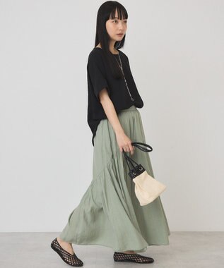 AMERICAN HOLIC 楊柳ギャザーボリュームフレアスカート Khaki