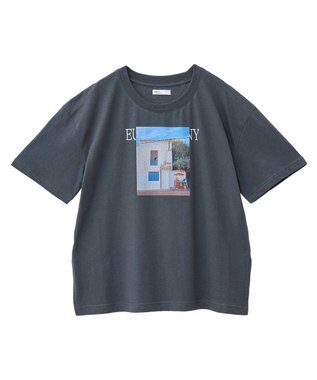 CRAFT STANDARD BOUTIQUE ラメ天竺フォトプリントTEE Charcoal Gray