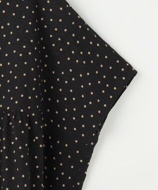 自由区 L 【17号サイズまで展開・WEB限定】コットンサッカープリント ブラウス ブラック×ブラウン